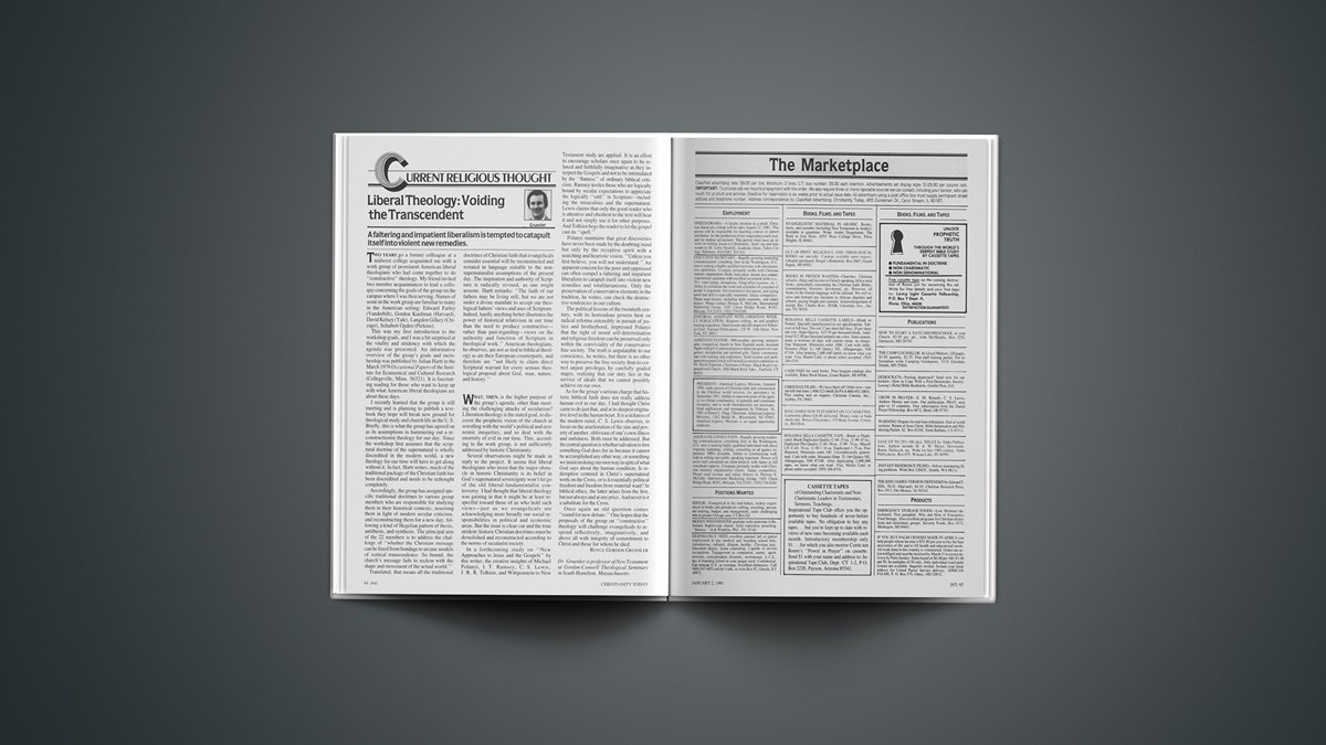 Liberal Theology Voiding the Transcendent Christianity Today