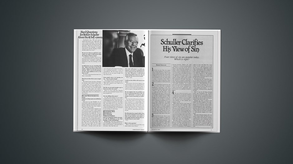 Schuller Clarifies His View of Sin: Four Views of Sin Are Popular Today. Which Is Right?