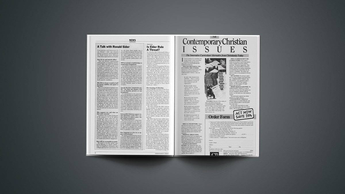 A Talk with Ronald Sider Christianity Today