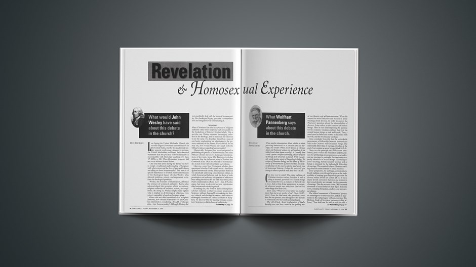 Revelation and Homosexual Experience:  What Wolfhart Pannenberg says about this debate in the church.