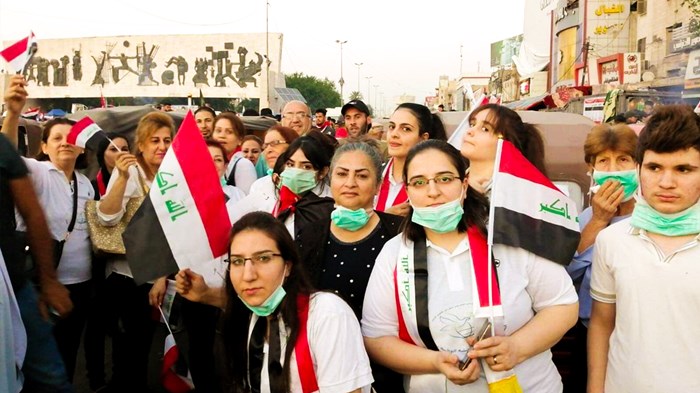 Members of National Baptist Church in Baghdad's Tahrir Square.