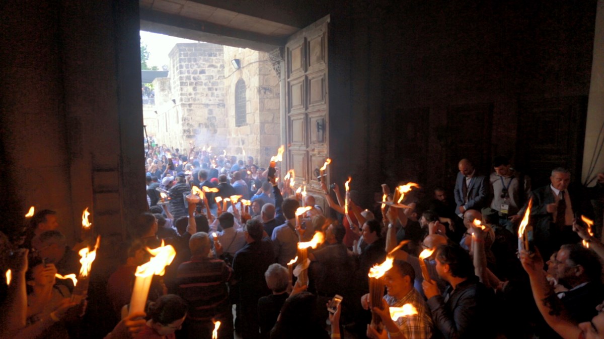 Leaving the Church of the Holy Sepulchre