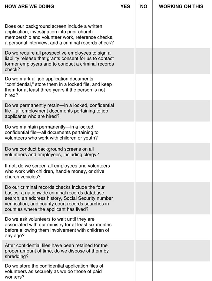 How Thorough Is Our Background Screening Program? | Church Law & Tax