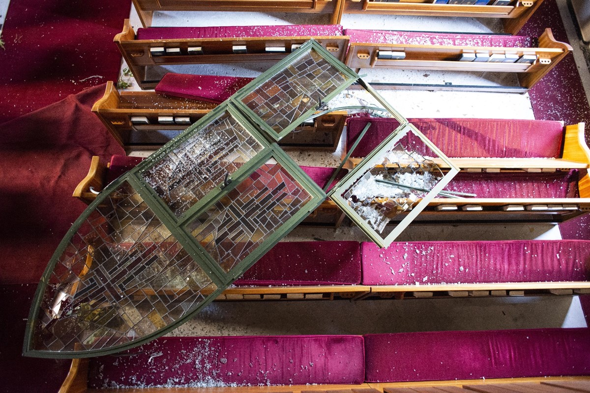 Damage at National Evangelical Church of Beirut