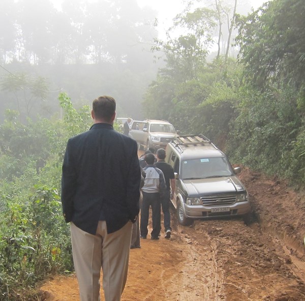 Attempting to reach a house church in a White Hmong village in the Northwest Highlands of Vietnam in December 2010.