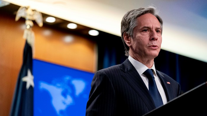 Image: Andrew Harnik / Pool / AP. Secretary of State Antony Blinken speaks at a news conference to announce the annual International Religious Freedom Report at the State Department in Washington, Wednesday, May 12, 2021.