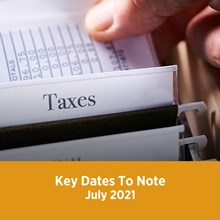 Key Tax Dates July 2021