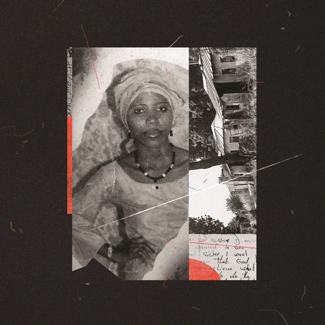 Naomi Adamu, a torched Nigerian village, and an excerpt from a letter written by Naomi in captivity