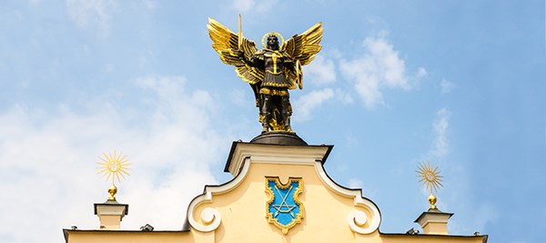 Archangel Mikhail in Kiev, Ukraine located in independence square.