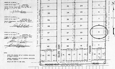  Plat of subdivision, this document subdivided a larger parcel into a residential neighborhood in the 1940s.