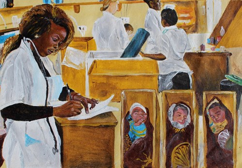A painting of the Nkhoma Hospital by local artist
