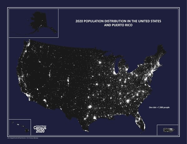 2020 Population Distribution in the United States and Puerto Rico