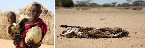 Regina and her child (left) The remains of a goat (right)