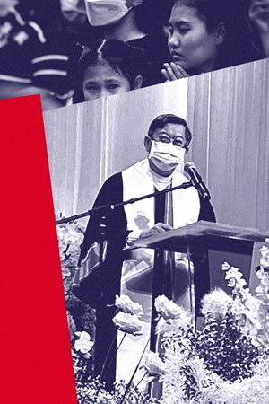 Reverend Thongchai preaching at the memorial. Reverend Thongchai preaching at the memorial.
