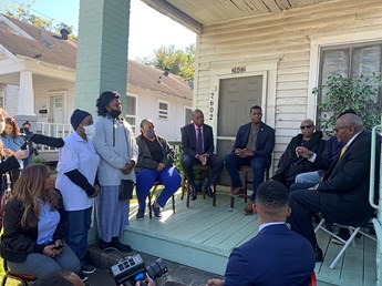 EPA Administrator Michael S. Regan meets with officials and leaders in Houston's Fifth Ward, including Mayor Sylvester Turner and professor Robert Bullard.