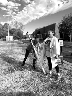 Shawnna Thompson and Tyler Clark lead a rocket launch at Nixa Public Library. 