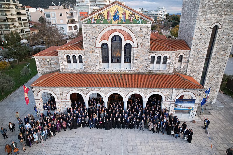 Attendees of the Mega-Conference of the International Orthodox Theological Association meeting pose together in Volos, Greece. 