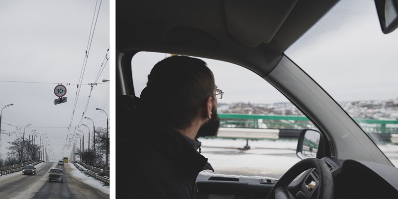 James drives back from the island in Kherson after shelling cut short a visit with a church.