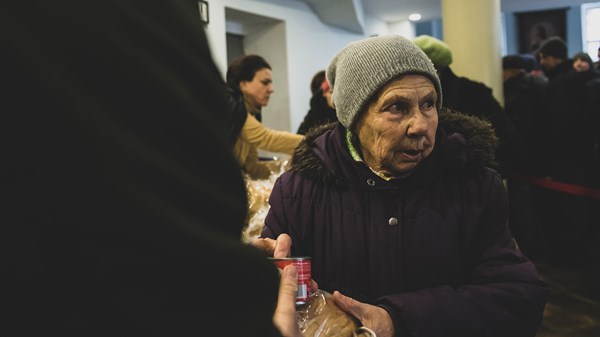 A food distribution at a Khershon church.