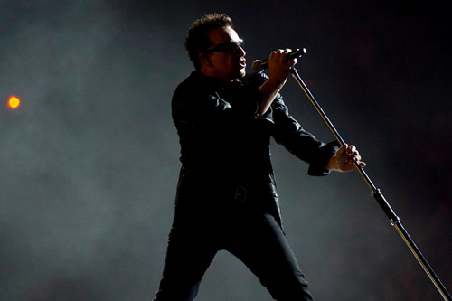 Bono performing with U2 in 2011. Bono performing with U2 in 2011.