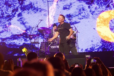 Chris Tomlin performs on stage at the Tomlin United Tour that included Hillsong United on April 11, 2022.