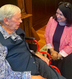 Dr. Charles Stanley and Ruth Malhotra on their last visit together.