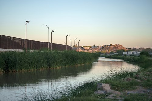 The US-Mexico border runs along the Rio Grande.