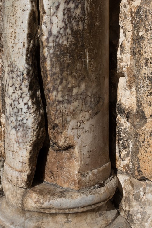 Pillars outside the entrance of the Church of the Holy Sepulcher.