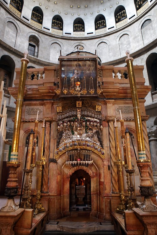 The chapel built around the traditional site of Jesus’ tomb. 