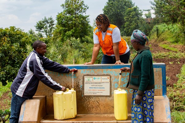 A water station in Rwanda provided by World Vision.