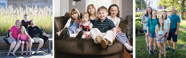 왼쪽: 2022년 개스맨 가족의 모습 중앙: 2016년 개스먼과 헨더슨 부부의 자녀들 오른쪽: 2022년의 헨더슨 가족