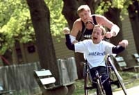 Rick and Dick Hoyt competing in the Boston Marathon