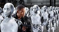 Detective Spooner (Will Smith) and an army of bots
