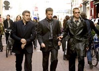 Danny (Clooney), Linus (Matt Damon) and Rusty (Pitt) on the move