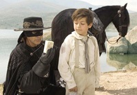 Zorro tells his son Joaquin (Adrian Alonso) how to make a 'Home Alone' meets 'Spy Kids' movie