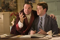Nathan Lane as Max Bialystock tries to sell a scheme to Matthew Broderick as Leo Bloom
