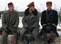The three lieutenants—Scottish, German, and French—discuss the truce