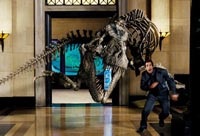 With a T-Rex skeleton close behind, Larry runs for his life