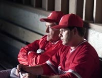 Powers Boothe as the outgoing coach, Sean Astin as the incoming one