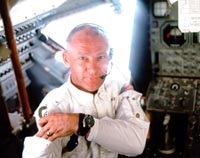 Buzz Aldrin onboard the spacecraft