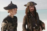 Elizabeth (Keira Knightley) and Captain Jack (Johnny Depp)