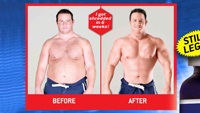 Christopher Bell in an ad, before and after steroids