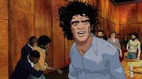 Animated shot of defendants Abbie Hoffman and Bobby Seale
