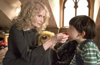 Damien's nanny, Mrs. Baylock (Mia Farrow), knows and protects the boy's dark secret