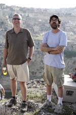 Wyck Godfrey (right) with screenwriter Mike Rich on the set in Italy