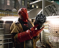 Hellboy's gun fires glass bullets filled with holy water