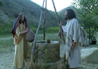 Jesus speaks with the woman at the well