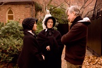 Adams and Streep on the set with Shanley