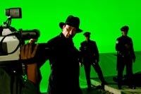 Writer-director Frank Miller on the set