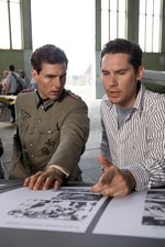 Director Bryan Singer (right) on the set with Cruise